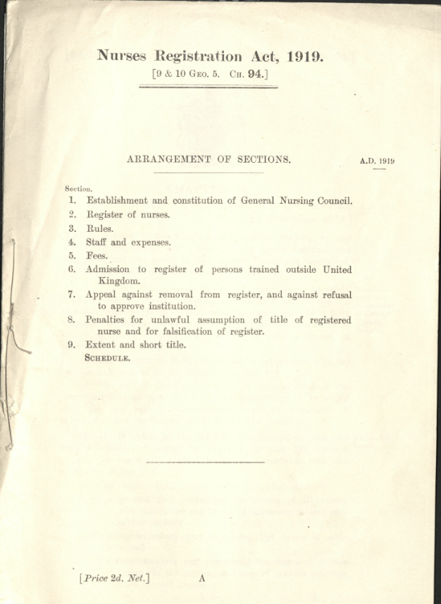 Nurses registration act 1919