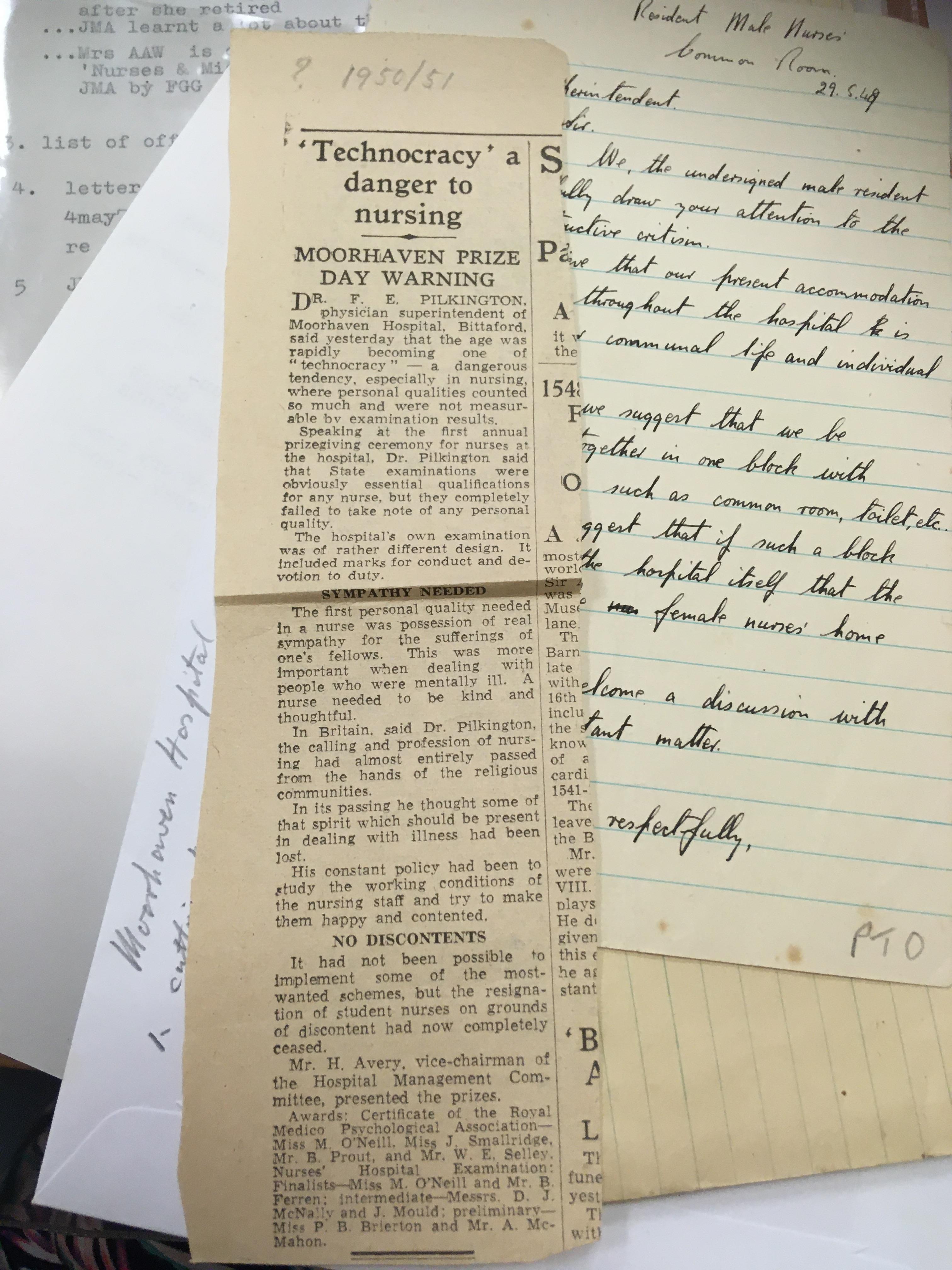 1950 article "Technocracy" threat to nursing