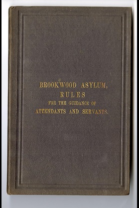 Book cover of Brookwood Asylum rule book