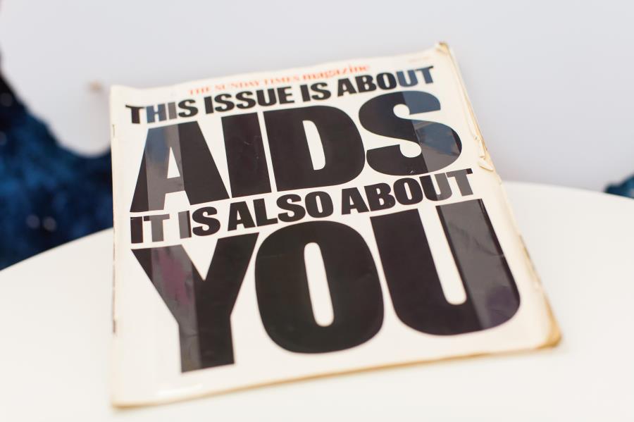 Sunday Times cover article, 1987 Saying 'this issue is about AIDS, it also about you' in black text on a white background.