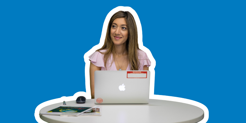 A student uses a laptop