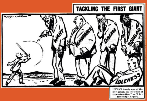 William Beveridge's 5 evils, illustration @Model.StoryImage.Alt