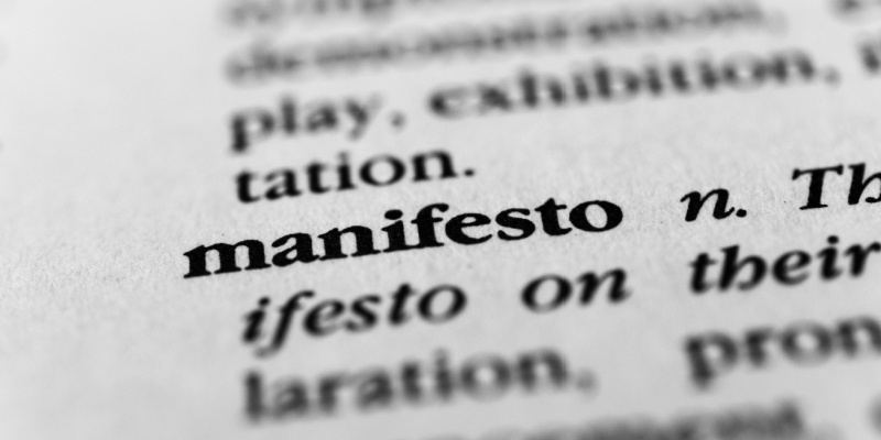 an imge of a dictionary entry for 'manifesto'