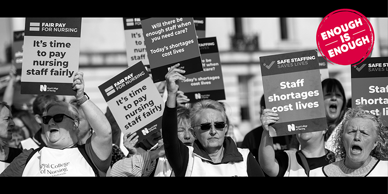 Nursing staff protesting