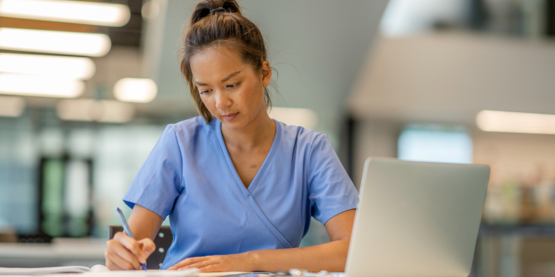 Nursing student studying