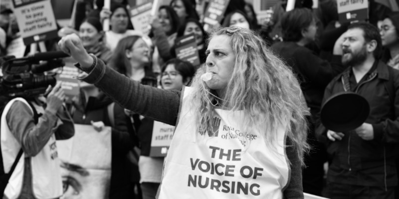 RCN member on picket line