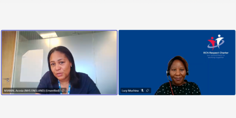 DCNO Acosia Nyanin and RCN Deputy Chief Nurse Lucy Muchina