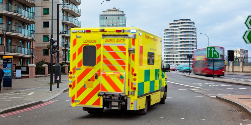 London ambulance on road
