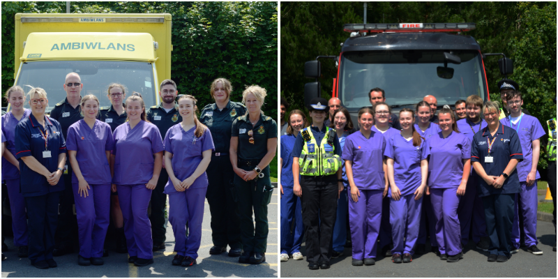 Nursing students at Aberystwyth University with emergency services