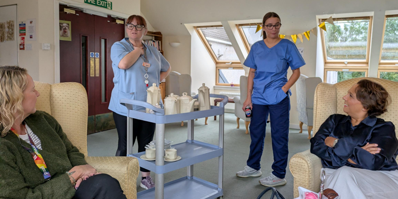 Nicola Ranger, Barbara Sweeney, and Rashielee Care Home staff