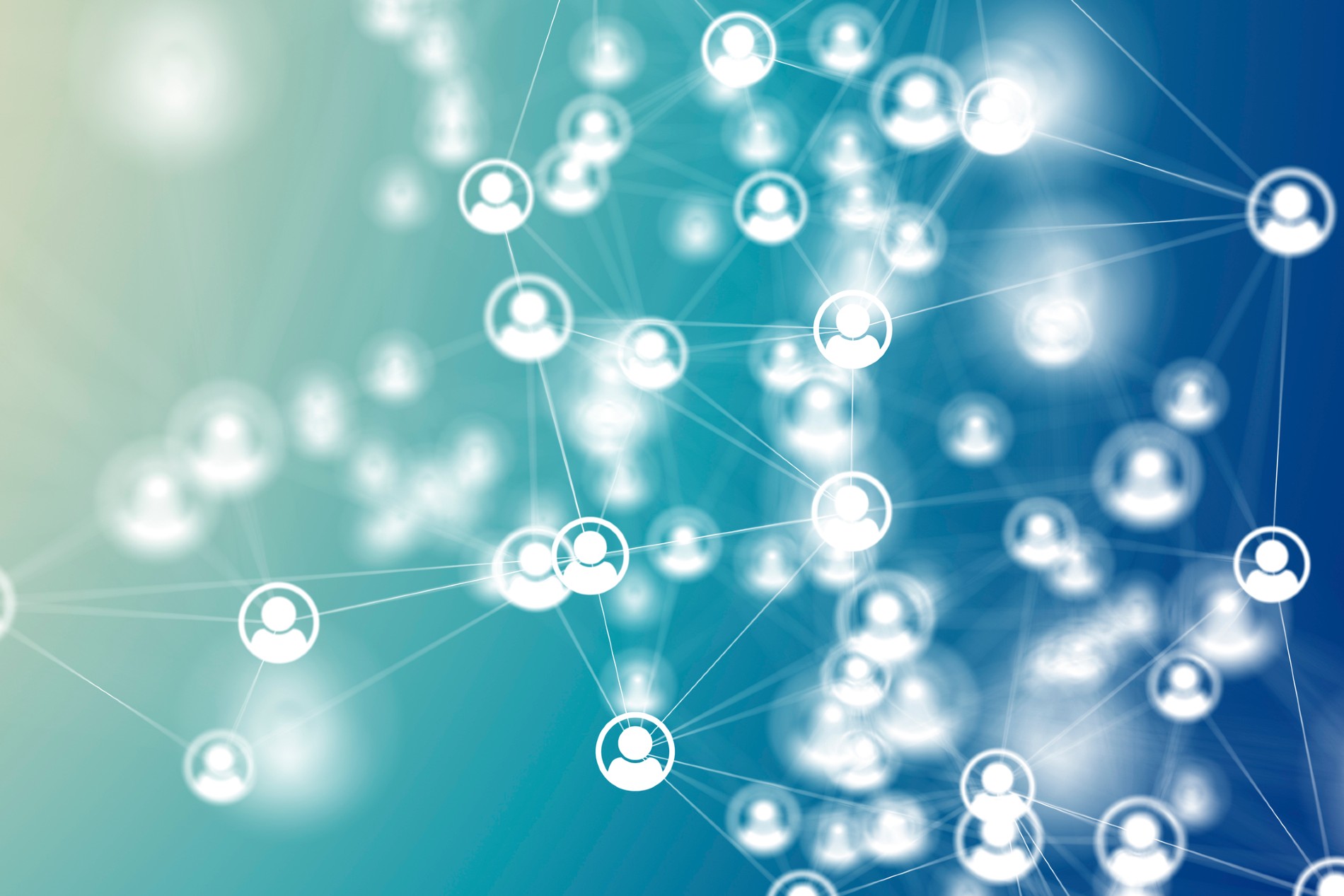 Graphic of people connected by a digital map