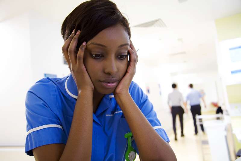 A stressed nurse