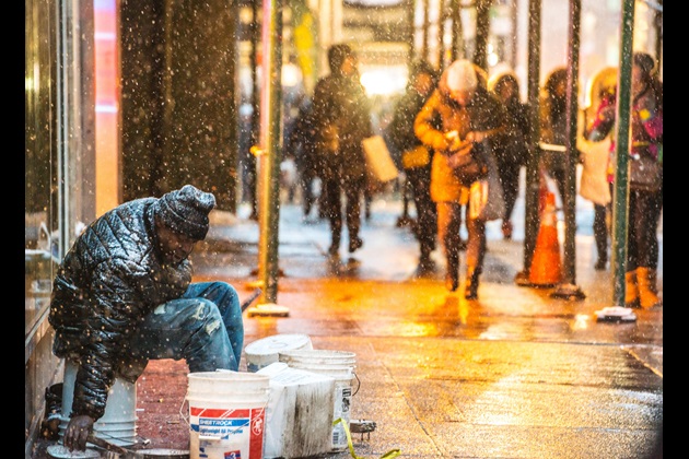 Homeless man at Christmas