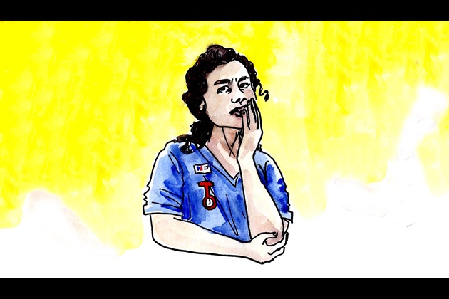 Illustration of a member of nursing staff looking concerned