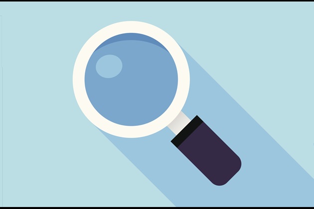 Illustration of a magnifying glass on a blue background