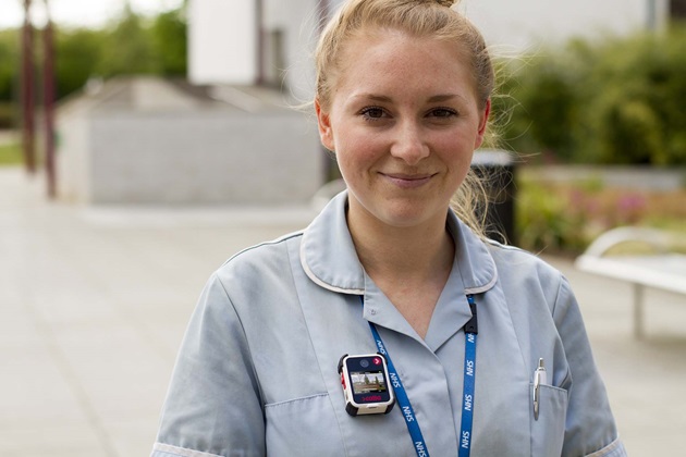 Nurse wearing body camera