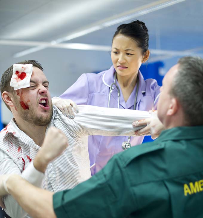 Patient being aggressive towards hospital staff