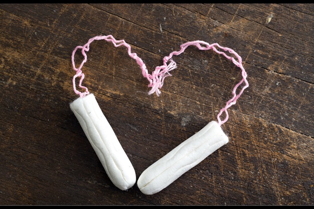 Two tampons making a heart