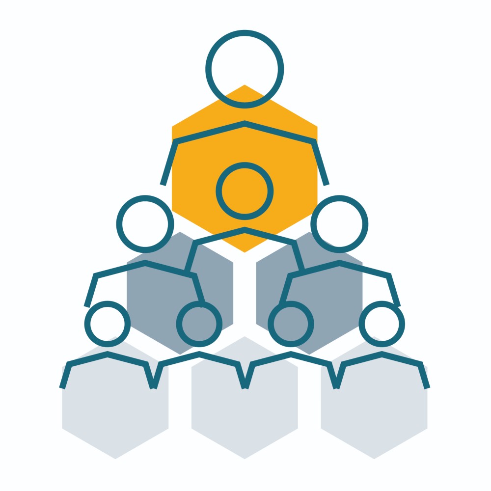 Graphic of a leader standing in front of crowd