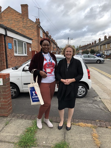 RCN member Gertrude Madovi, left, with Conservative MP Vicky Ford.