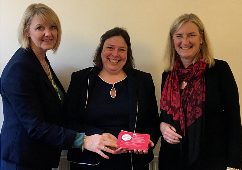Left to right: RCN member Lynne Kilner with RCN Officer Ann-Marie Stanley and Conservative MP Sarah Wollaston.