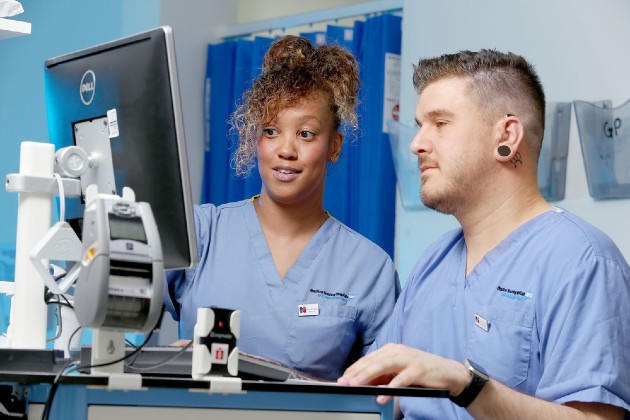 Nursing staff at computer