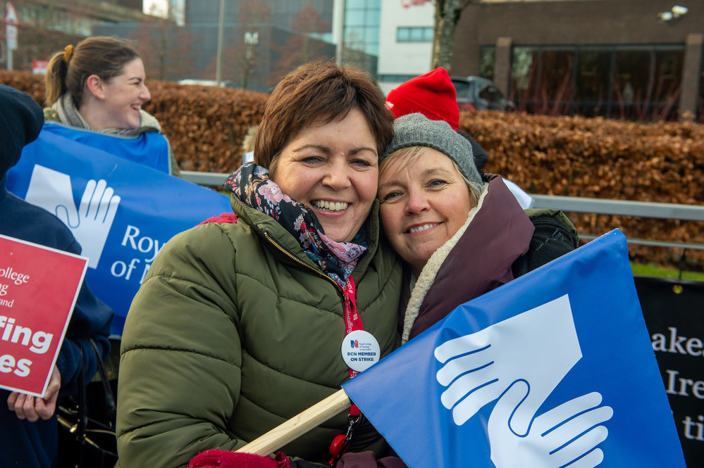Rita Devlin on the picket line