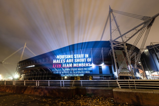 Principality stadium with safe staffing message