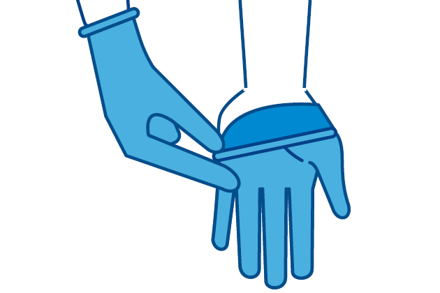 Removing blue glove