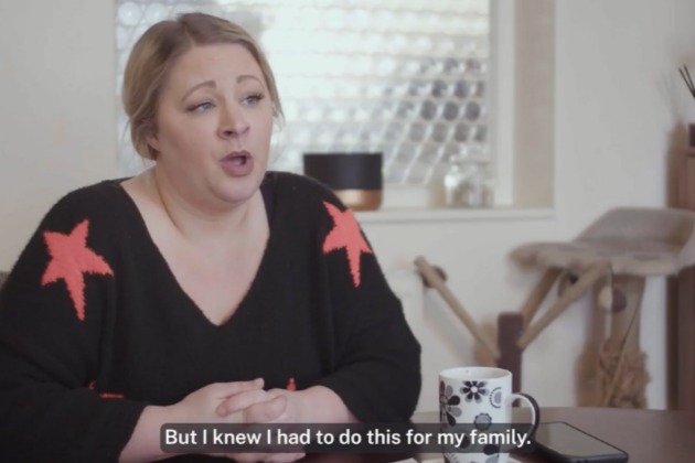 Still from video shows community nurse Leanne talking to camera