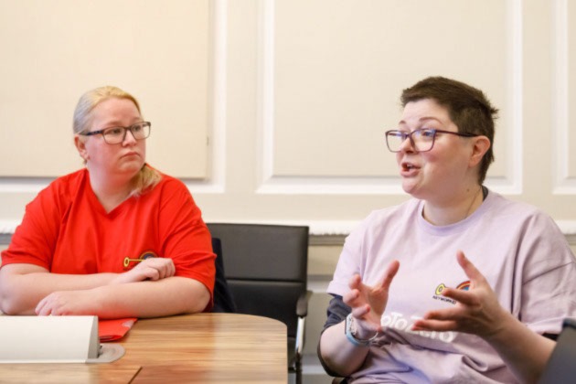 Rachel Hext and Cass Macdonald speak about their long COVID petition at RCN HQ
