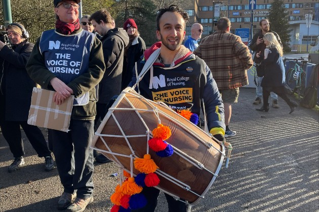 Sunil Glen on RCN picket line