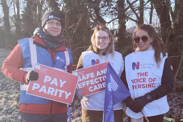 RCN members on picket line in Northern Ireland in January 2024