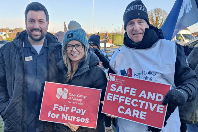 RCN members on picket line in Northern Ireland in January 2024