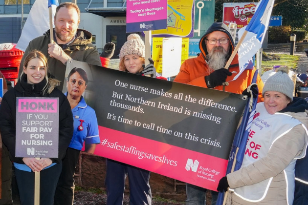 RCN members at Lagan Valley picket line in January 2024