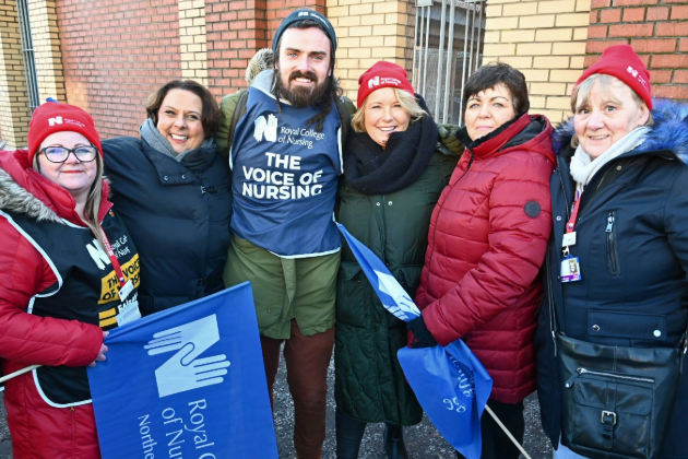 RCN staff and members on Northern Ireland picket line in January 2024