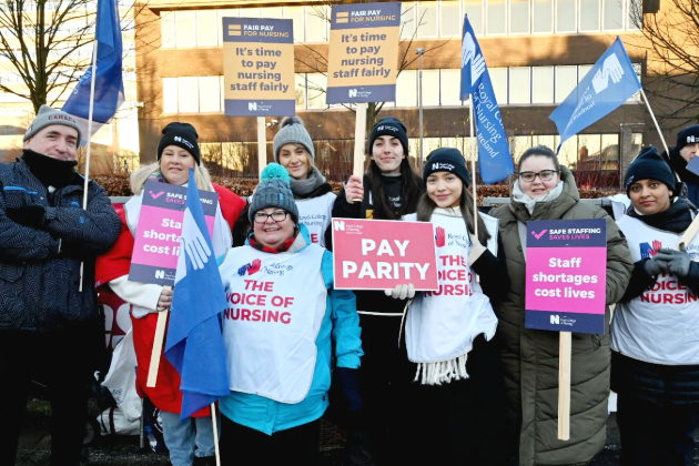 RCN members on picket line in Nothern Ireland in January 2024