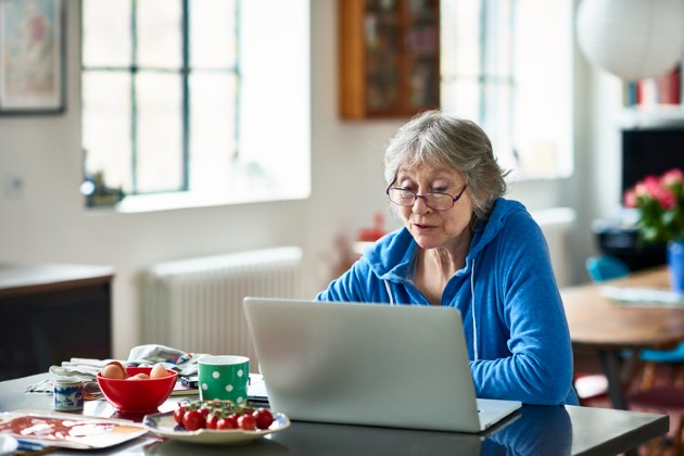 Woman working at a laptop