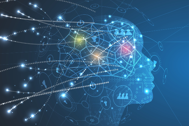 A brain on a blue background that illustrates neurodiversity