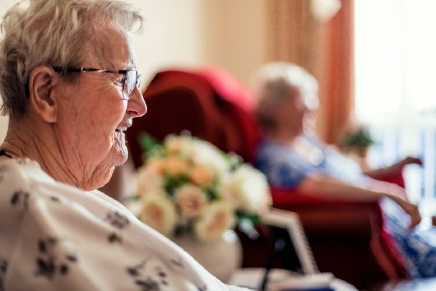 Older women in a care home setting