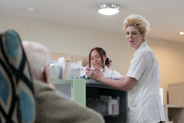 Sarah Morgan and Natalie Metcalfe, nurse associate apprentices at St Martins Care in north-east England