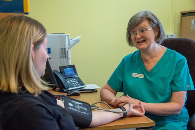 Nursing support worker in consultation at Llanfair Surgery