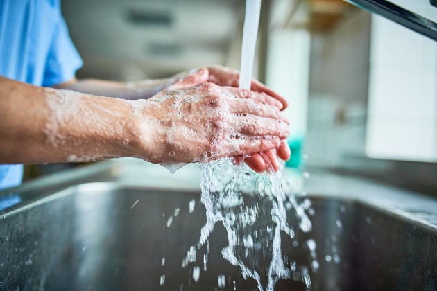 Nurse washing hands