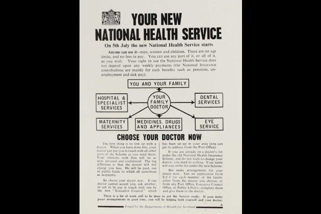 1948 advert from Scottish newspapers explains the upcoming arrival of the National Health Services and the things it will grant people access to