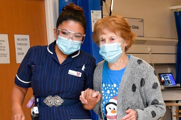 Matron May Parsons was the first person to administer a COVID-19 vaccine outside of clinical trials in December 2020 to patient Margaret Keen