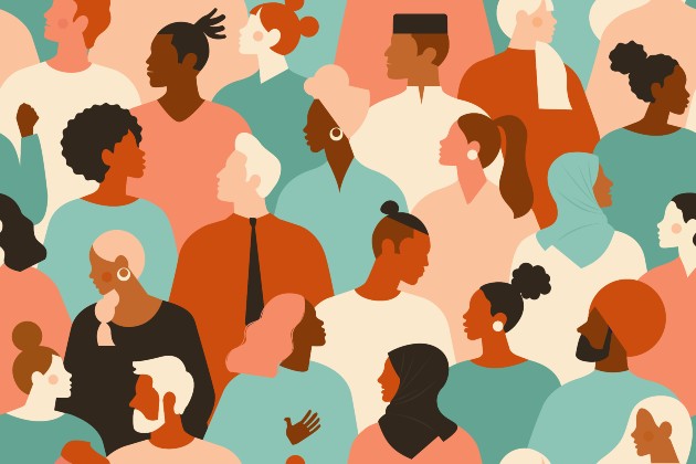 Illustration of lots of people of different races