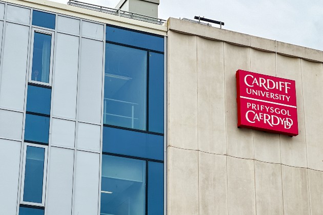 Cardiff University sign on building