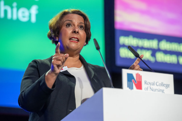 Nicola Ranger at the podium at RCN Congress 2024, speaking to RCN members