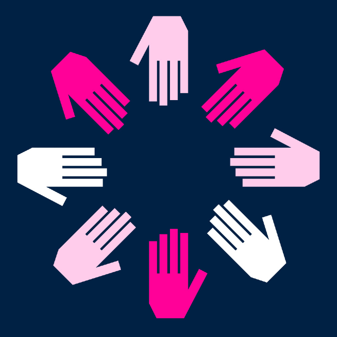 An illustration of hands in a circle