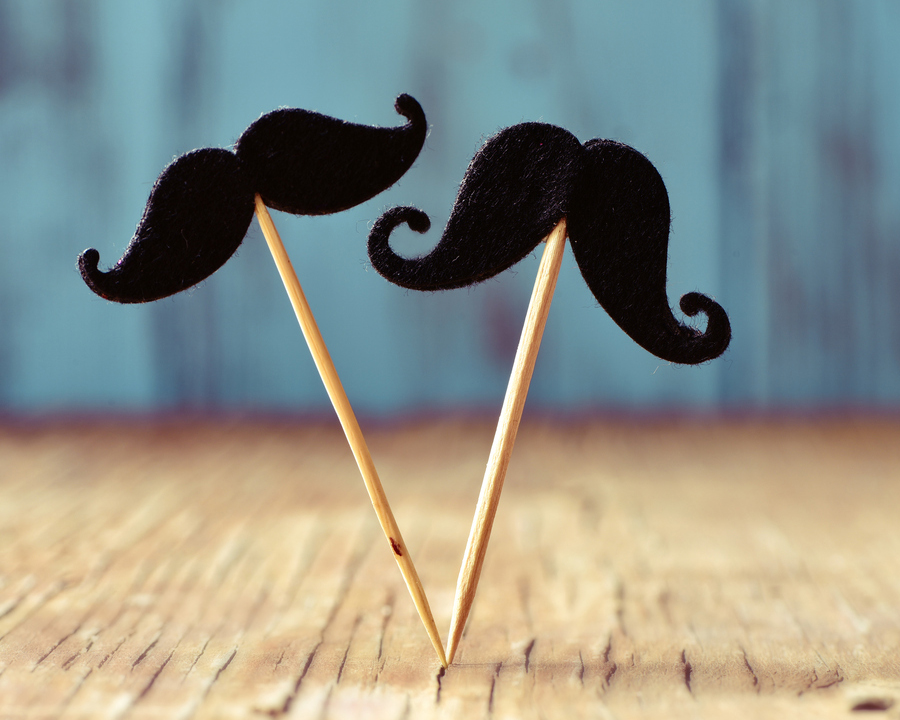 Two fake moustaches on sticks